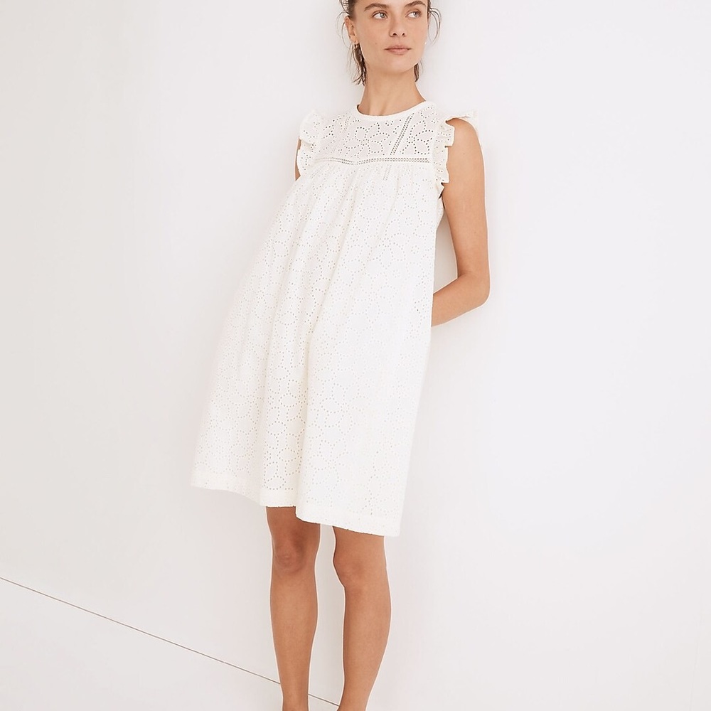 Madewell Eyelet Ruffle Sleeve Mini Dress